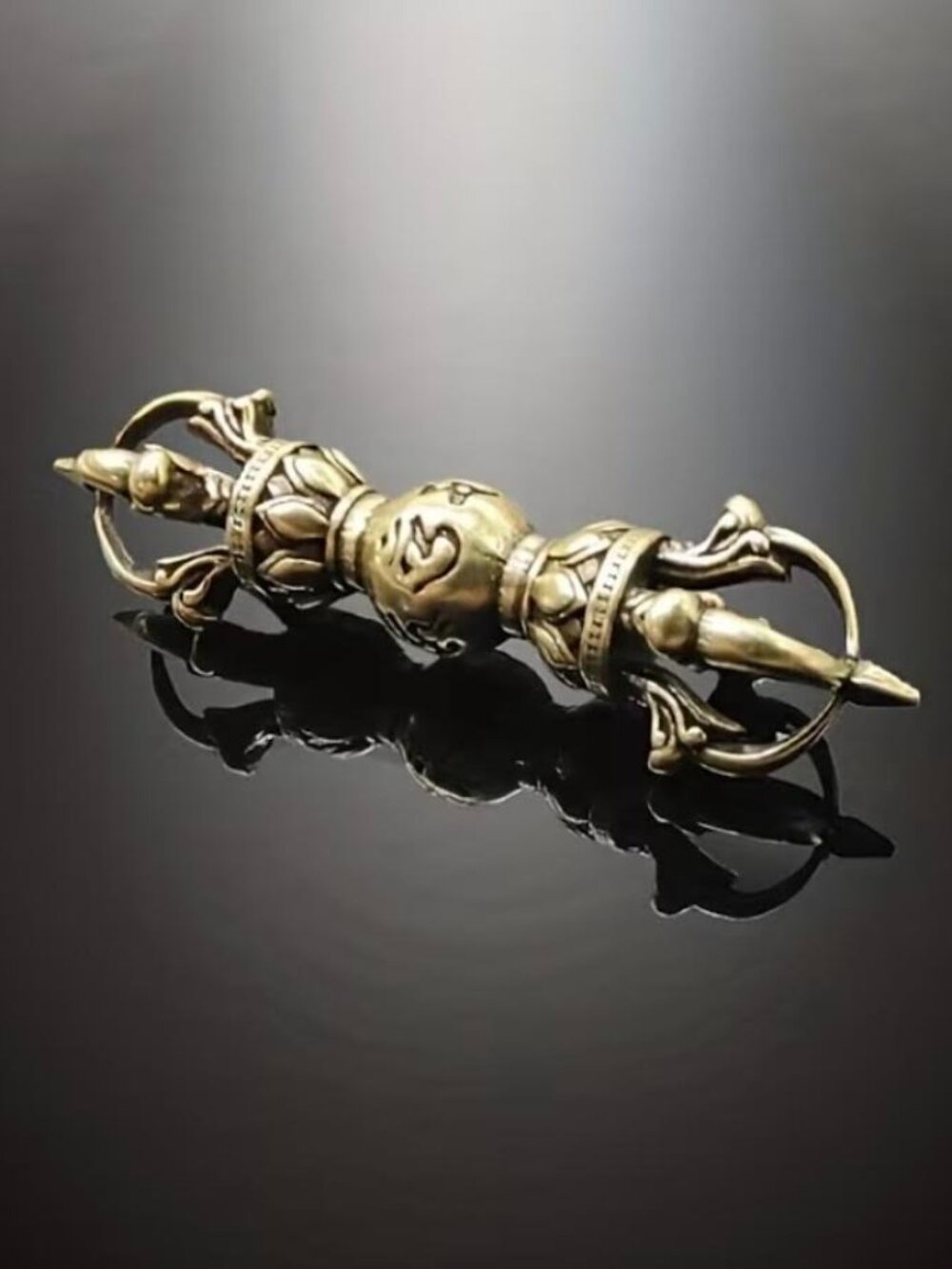 Vintage Pure Brass Six-Character Mantra Vajra